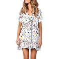 thumbnail image 1 of Fridja Robe pour Femmes Impression Personnalisée Longueur Genou Manches Courtes Robe Drapée, 1 of 9