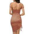 thumbnail image 4 of Coduop Women's Sleeveless Off Shoulder Ruched Dress Bodycon Elegant Evening Mini Party Dress, 4 of 7