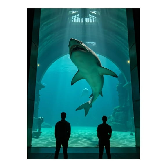 Diamond Art Kit for Adults, Aquarium Shark Silhouette View Diamond Painting for Adults Beginners, DIY Diamond Art Painting Kits, 5D Diamond Painting Crafts for Home Decor 12x16 Frameless