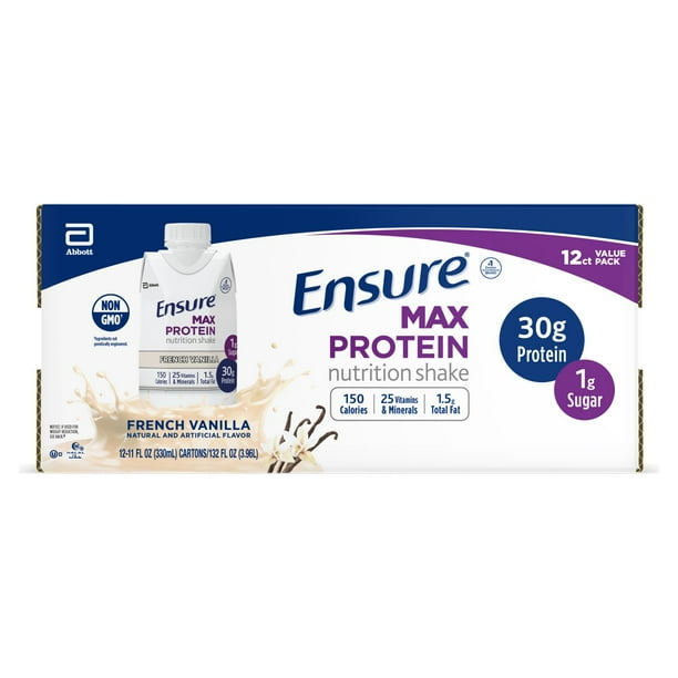 Ensure Max Protein Nutrition Shake French Vanilla 11 Fl Oz 12 Count Walmart Com