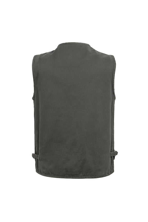 Men's V-Neck Sleeveless Solid Color Leisure Outdoor Vest Jacket Lightweight Vest With Pockets