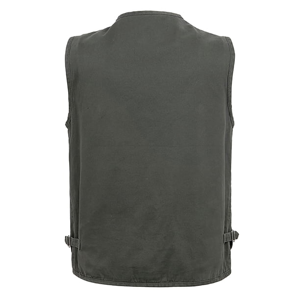 Chaleco al aire libre para hombre Chaqueta de ocio Chaleco ligero con cremallera Muchos bolsillos Pompotops oipoqjl14313