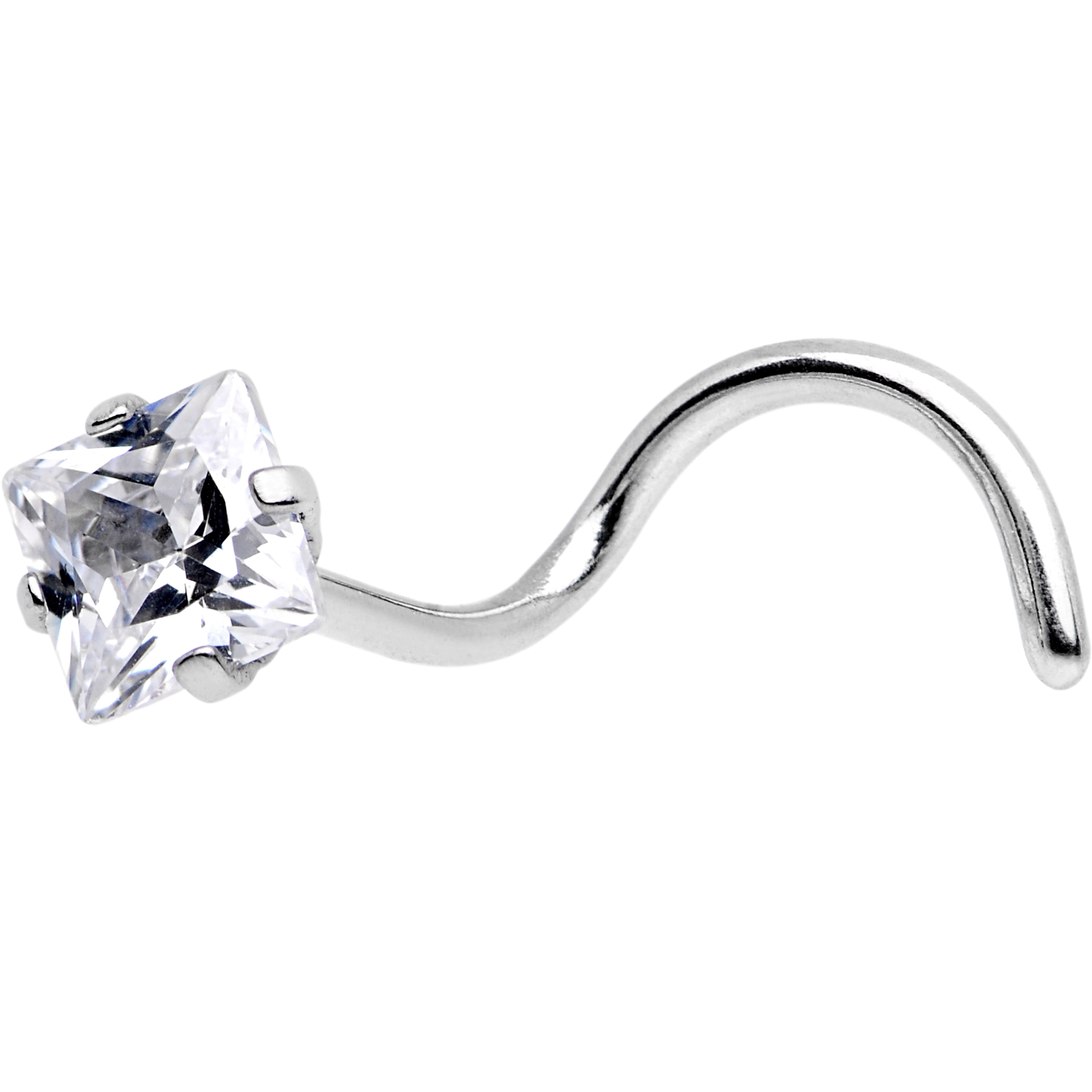 Body Candy Steel Clear Accent Raised Rhombus Left Nose Screw 20 Gauge 1/4'