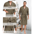 thumbnail image 4 of ANLIQI Mens 100% Cotton Short Robes Summer Lightweight Kimono Bathrobe Soft Knee Length Robe with Pockets (Olive Green, 2XL), 4 of 8