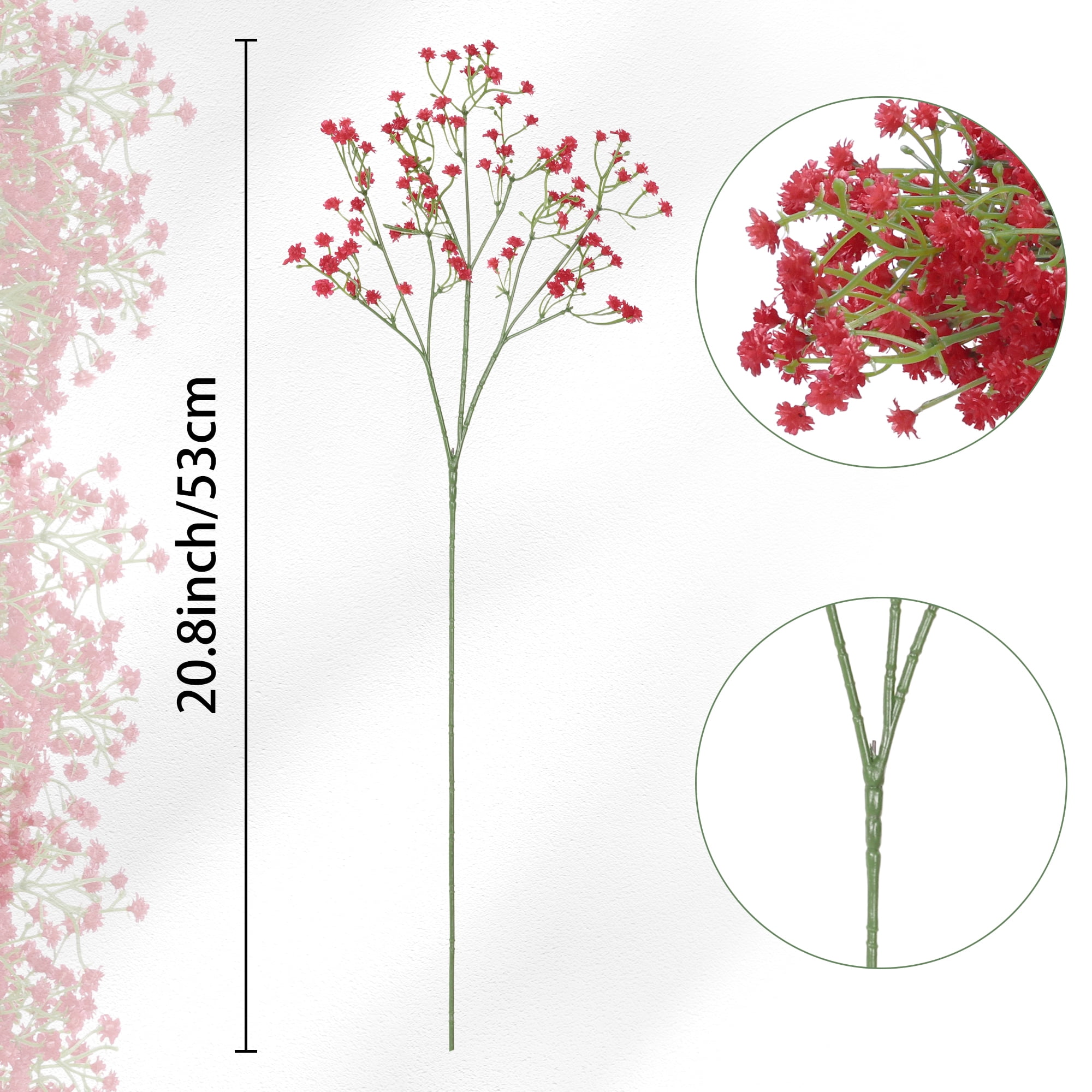 Unique Bargains Baby's Breath Artificial Flower 6 Pcs Real Touch Flowers Red