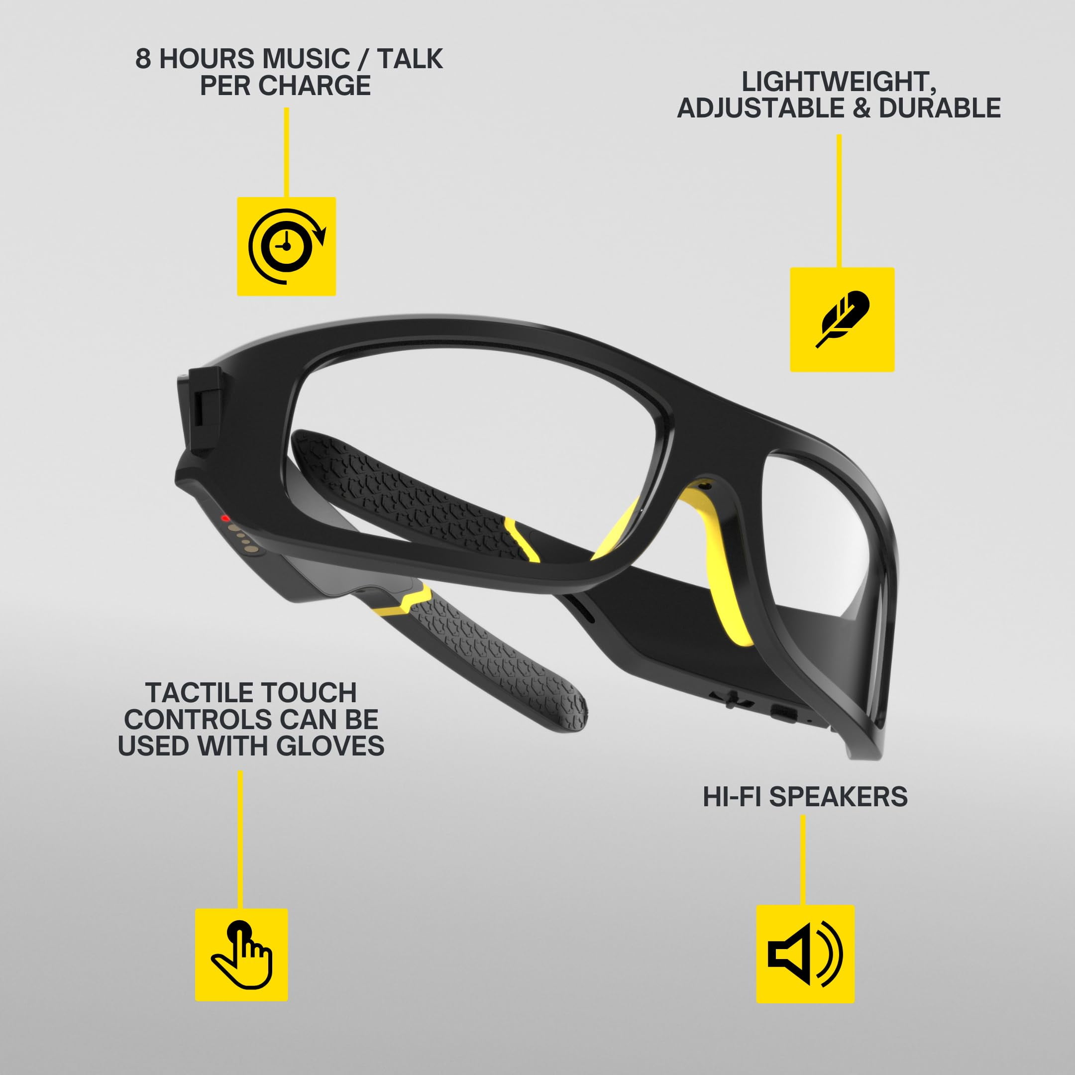 Lucyd Armor – ANSI Z87.1 Smart Safety Glasses – Bluetooth Audio