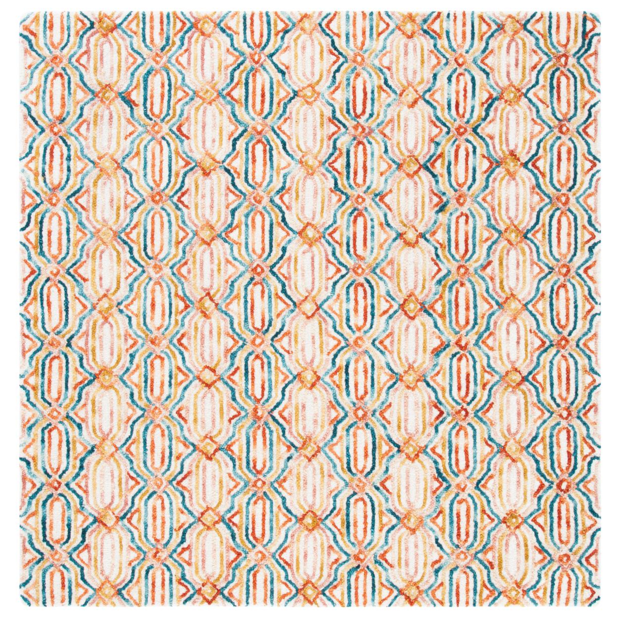 SAFAVIEH Trace Shavonne Geometric Trellis Wool Area Rug, Ivory/Navy, 3' x 5'