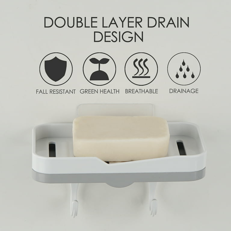 Soap Dish Holder Shower 2 Pack Bar Soap Holder with Drain Wall