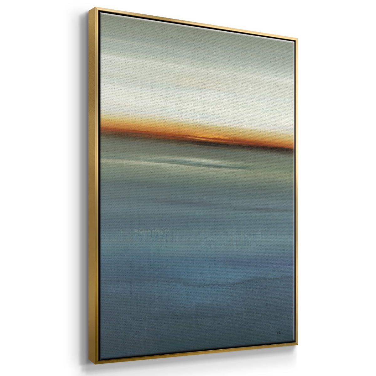 Beside the Blue I Framed Premium Gallery Wrapped Canvas - Ready to Hang - 25 x 37 - Gold Floating Frame