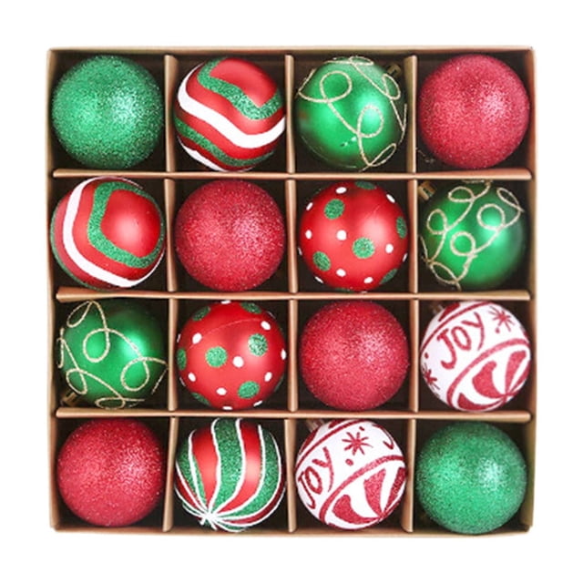 16 piezas de suministros de decoración navideña, juego de Navidad colorido de 6 cm, decoración de ventana de plástico, árbol de Navidad, colgante pequeño