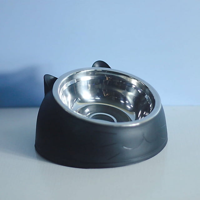 Cuenco de acero inoxidable para gatos, cuenco para perros, cuenco doble, protección cervical, cuenco para gatos, cuenco inclinado para mascotas, suministros para gatos