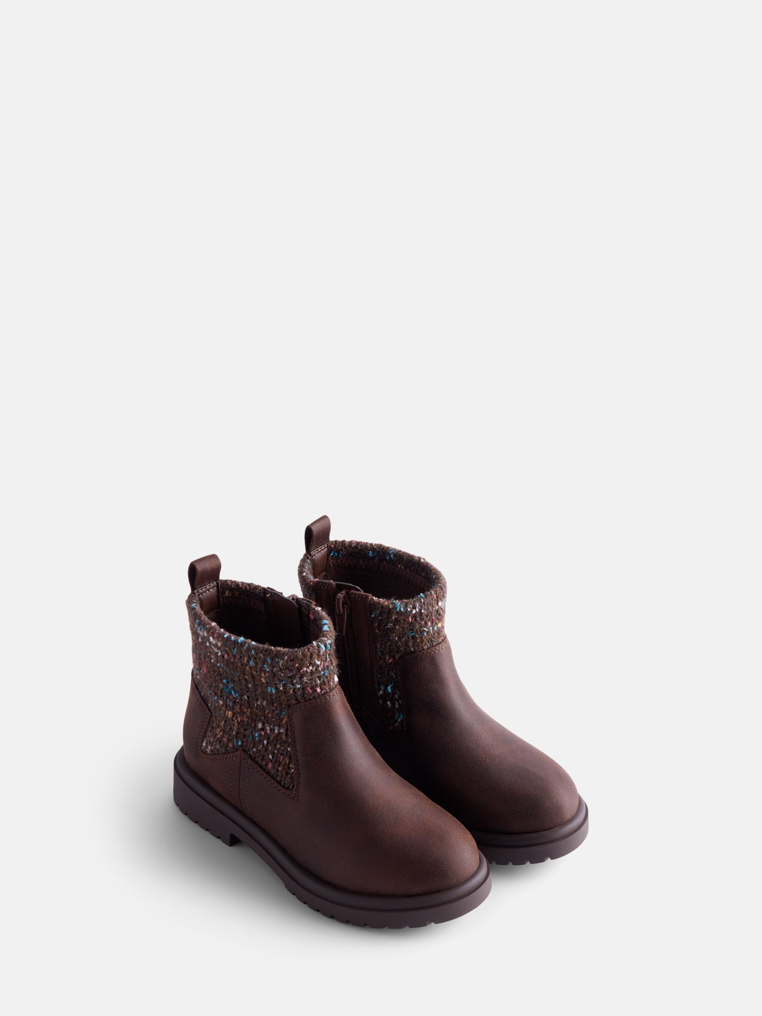 Wonder Nation Toddler Girls Sweater Knit Faux Leather Boots