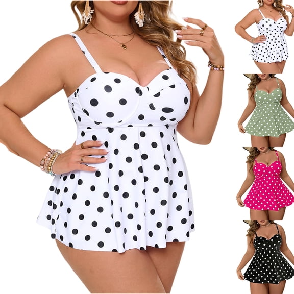 JoveMarine Women's Plus Size Bikini Set Two Piece Swimsuit with Skirt Tummy Control Beach Bathing Suit Bathing Suit For Womens Swimsuits Black L