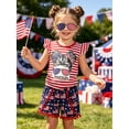 thumbnail image 3 of Girls 4th of July Outfit Red White Blue Top and Shorts Set,Size 3, 3 of 7