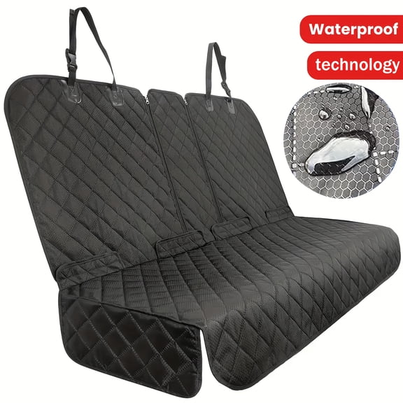 Rear Seat Cover 60/40 Split Bench for Cars, Trucks, SUVs - Waterproof And Easy-to-clean Car Seat Protector for Messy Kids And Drooling Pet Dogs (black)