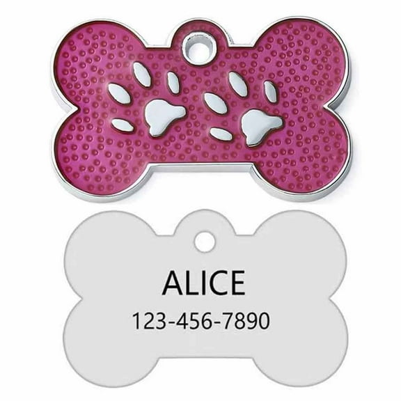 Personalized Pet ID Tags Personalized Dog and Cat Tags Custom Engraved Easy to Read Cute Glitter Paw Tag Dog Foot
