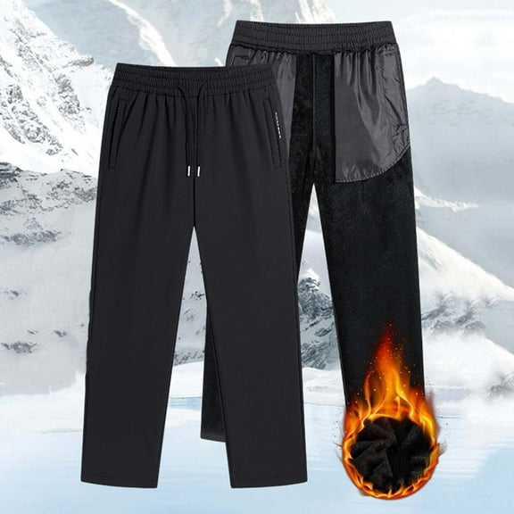 Donemore Men's Straight-leg Mountain Hiking Casual Pants,Fleece-lined Thermal Insulation Winter Solid Color Design,Business Outdoor Commuter Style Men's Clothing