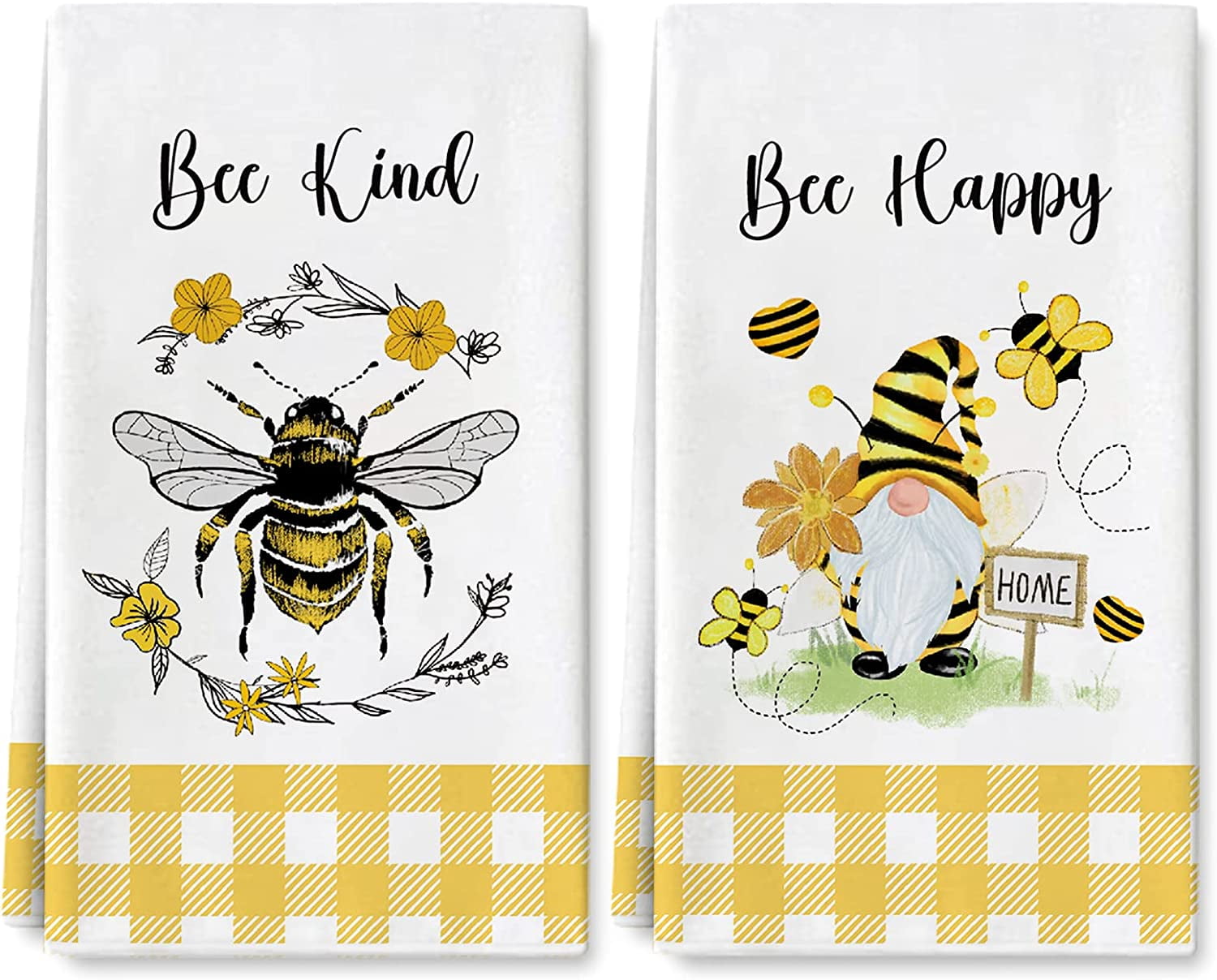 Bee Happy Botanical Bee Dish Towel