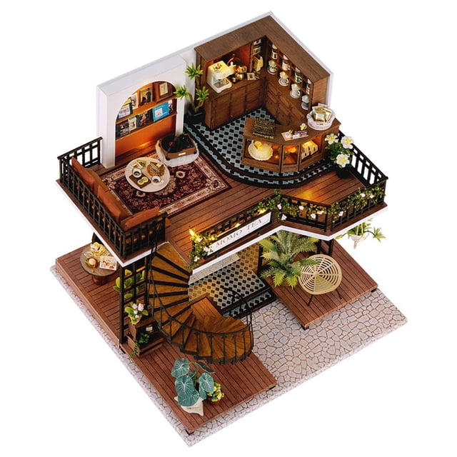 DIY Miniatura Muñeca Casa Art-Houss Handcraft No Incluido Baterías Modelo Decoraciones de Juguete con Muebles para Cumpleaños Salvador Casa de muñecas miniatura de bricolaje