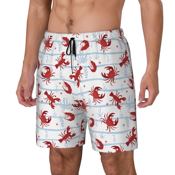Fotbe Cartoon Lobsters Traje de Baño para Hombre – Shorts de Natación de Secado Rápido con Forro y Bolsillos-Medium
