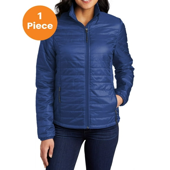 Port Authority L850 Ladies Packable Puffy Jacket, Cobalt Blue, XL, Women's Motorcycle Jackets