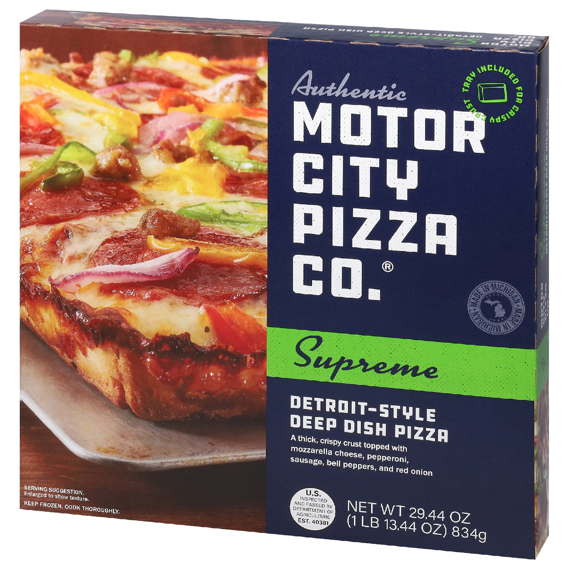 Authentic Motor City Pizza Company. Supreme Detroit-Style Pizza, Tomato Sauce, 27.87 oz (Frozen)