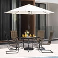 thumbnail image 3 of Nuu Garden 5-Piece Outdoor Dining Set, Square Iron Umbrella Dining Table and 4 C-spring Motion Textilene Chairs, Black and Brown Color, 3 of 9