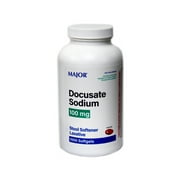 2 Pack Major DOK 100mg Docusate Sodium (comp to Colace) 1000 Softgels Each