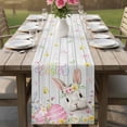 thumbnail image 4 of Happy Easter Table Runner 70 Inches, Spring Easter Bunny Eggs Floral Gray Wooden Bed Runner Dresser Scarves Tabletop for Indoor Outdoor Parties/Ceremony/Banquet, 13" x 70", 4 of 8