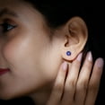 thumbnail image 5 of Rosec Jewels Lab Grown Blue Sapphire Solitaire Stud Earrings with Moissanite - AAAA Grade, 925 Sterling Silver, 5 of 8