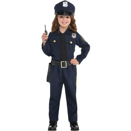 amscan Girls Classic Police Officer Costume - Small (4-6), Navy Blue