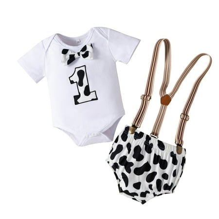 

Kids Boy One 1st Birthday Outfits Clothes Short Sleeve Bow Tie Romper Cow Prints Shorts Pants Set Suspenders 3 Clothes Outfit Baby Boy Summer Sweat Suits Girls Size 8 Outfit Boy Baby Boy Winter