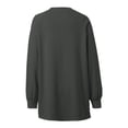 thumbnail image 6 of DHFJKG Women's Casual Crewneck Pullover Solid Color Button Placket Long Sleeve Sweatshirt Top With Irregular Hem Design Soft Comfortable Blouse For Everyday Wear Cozy Tops, 6 of 9