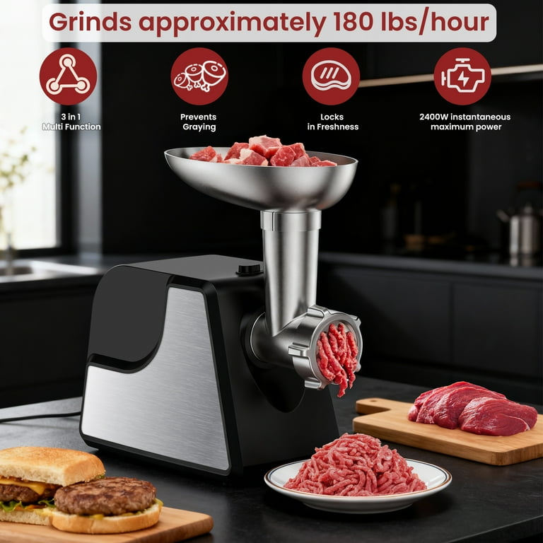 LINKChef Meat Grinder, 2400W Electric Meat Grinding Machine, 2