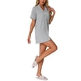 thumbnail image 4 of INSPIRE CHIC Camisón de botón para mujeres, pijama vestido de manga corta, ropa de verano, bata de noche XL gris, 4 of 6
