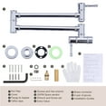 thumbnail image 7 of WOWOW 23.5-inch Wall Mount Folding Stretchable Pot Filler Faucet with Double Handle in Polished Chrome, 7 of 7