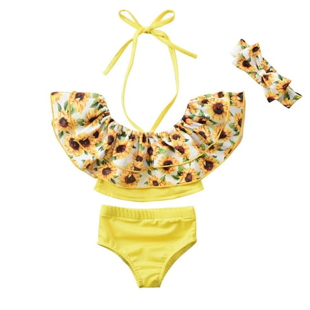 

Sngxgn Toddler Swimsuit Girl Girls Swimsuits Two Piece Kids Bikini Set Flamingo Hawaiian Ins Tropical Printing Beach Bathing Suit for Vacation Yellow 1-2 Years