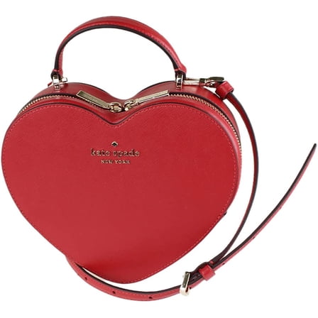 Kate Spade New York Women's Leather Heart Crossbody Handbag, Candied Cherry