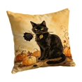 thumbnail image 2 of Halloween Pillow Cover, Black Cat Halloween Decor, for Fall Living Room Decor, Farmhouse Living Room Decor, Water-Resistant Linen Pillow Case, 18X18 Inch, Throw Pillow Cover to, 2 of 6