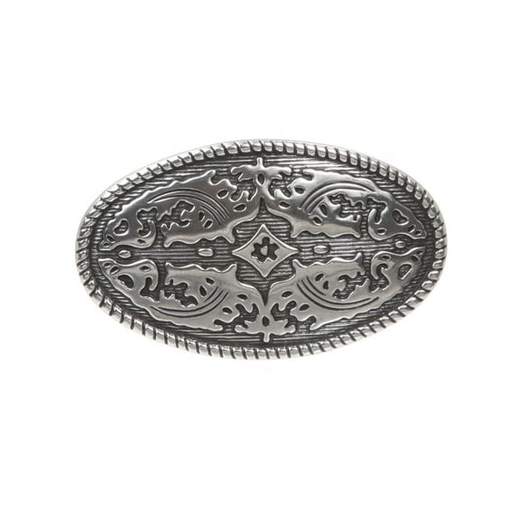 Western Oval Engraving Antique Silver Belt Buckle