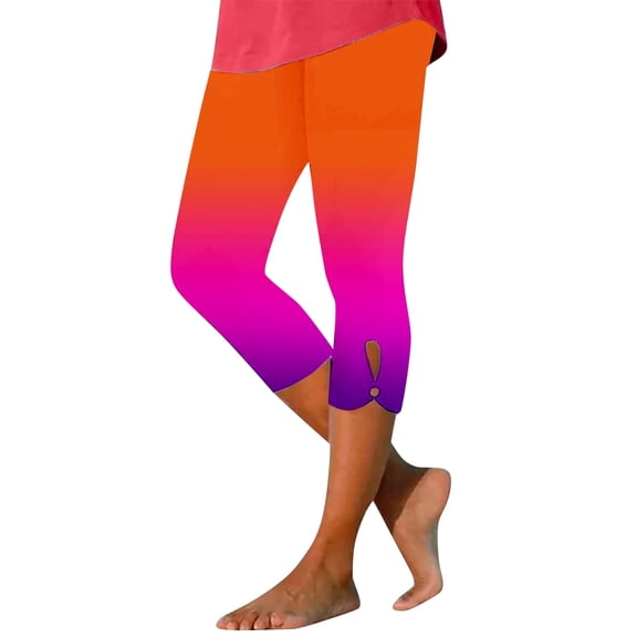 Jamsmile Womens Leggings Gradient Color Print 7/8 Leggings Beach Casual Lifting Soft Tummy Control Stretchy Pants