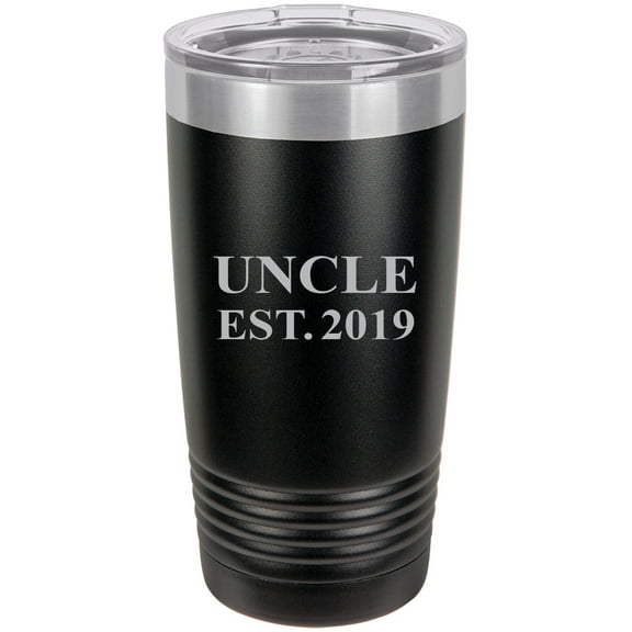 Uncle Established EST. 2019 Stainless Steel Engraved Insulated Tumbler 20 Oz Travel Coffee Mug, Black