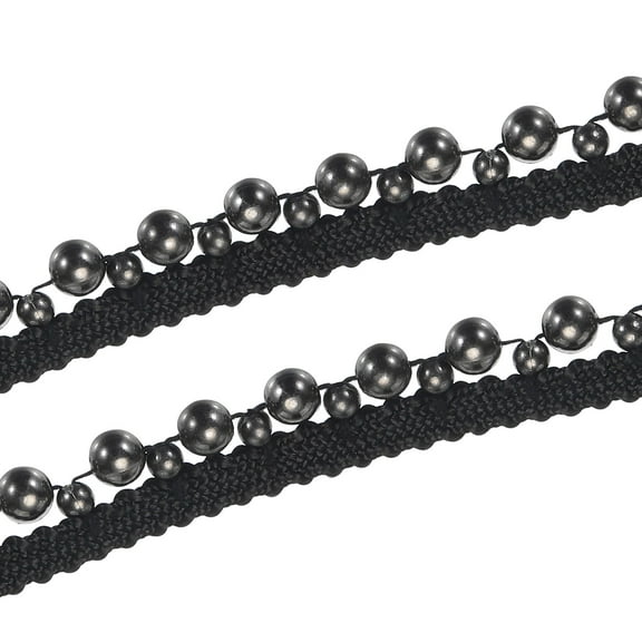 Uxcell 5 Yards Faux Pearls Lace Ribbon Pearl Bead Tassel for Wedding Sash Ribbon Hair Clothes Decoration 15mm Black ribbon
