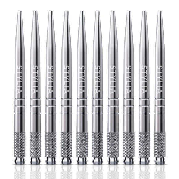 Microblading Pen 20 Piece Silver Light Manual Tattoo Eyebrow Pen For Permanent Makeup Supplies | Durable Aluminum Pen With Lock-Pin Tech & Ergonomic Grip |
