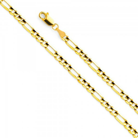 14K Gold 3.8mm Figaro 3+1 Chain : 24"