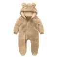 thumbnail image 2 of XuJwPNcy Newborn Long Sleeve Romper Fuzzy Jumpsuit with Hooded Infant Winter Clothes Baby One-Piece Outfit 0-12 Months, 2 of 4