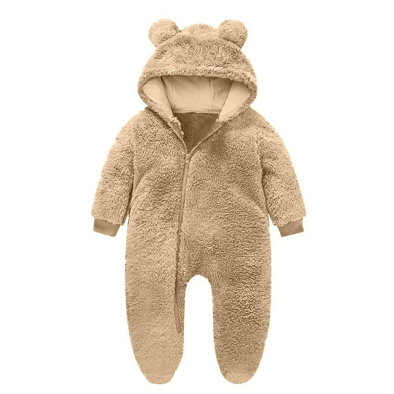 purcolt Newborn Baby Cute Bear Snowsuit Onesie Pajamas Warm Hooded Fleece Romper Footie Jumpsuit Outfits Infant Winter Coat for Girls Boys 0-12M