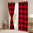 thumbnail image 3 of Manfei Fashion Abstract Adult Blackout Curtains Set of 2 (52x84 Each), Square Patchwork Window Curtains, Vintage Black Red Buffalo Curtains and Drapes, Curtains and Drapes Decor, 3 of 6