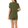 thumbnail image 3 of INSPIRE CHIC Women's 2 Piece Pajama Sets Short Sleeve Button Down Shirt and Shorts with Pocket V Neck Sleepwear XS Army Green, 3 of 6