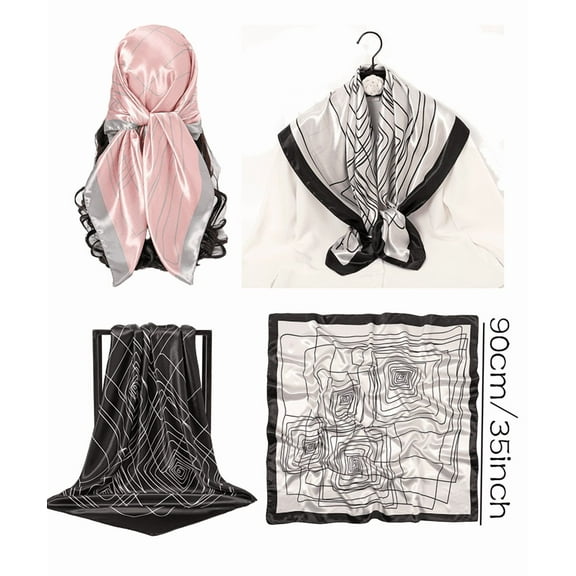 Yoyauz 35" Large Square Satin Head Scarf - Silk Hair Scarf Square Hair Bandanas Large Scarf Sleeping Head Wraps for Women
